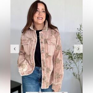 Mystree Corduroy Embroidered Shacket